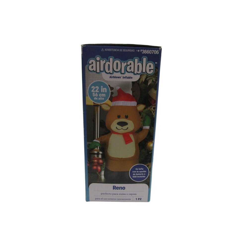 Airdorable Airblown Inflatable Reno Reindeer 22 In Christmas Indoor Use NIB - Picture 2 of 11